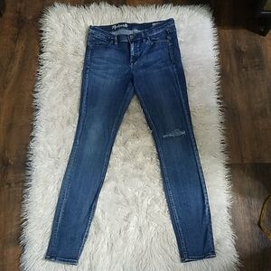 Madewell highrise skinny skinny distressed knee jeans